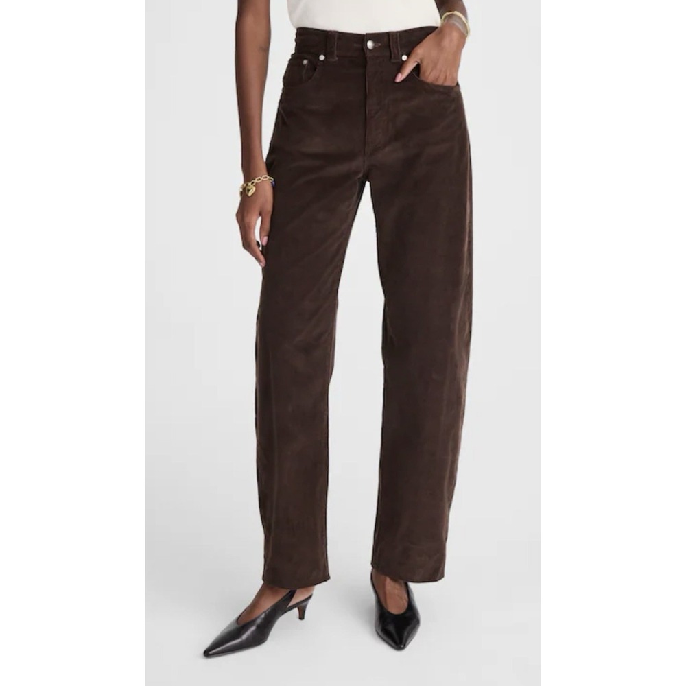 Madewell Women's Corduroy Straight-Leg Pants in Dark Brown